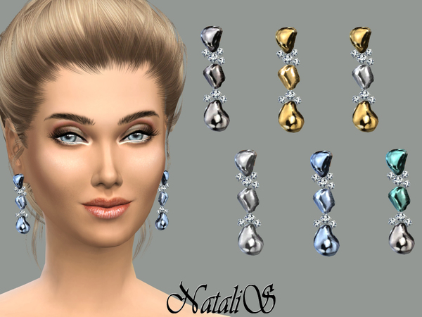 Sims 4 — NataliS_Liqiud metal droplet earrings FA-FE by Natalis — Luxury earrings for special occasions. Liquid metal