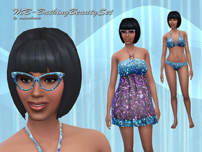 Sims 4 — MB-BathingBeautySet. by matomibotaki — MB-BathingBeautySet, a sparkling set with glasses, bikini top and bottom