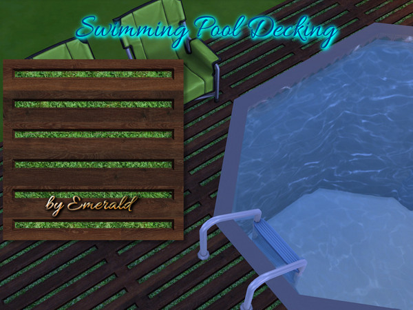 Sims 4 — Decking by Emerald — Swimming Pool decking tile with grass !!!!