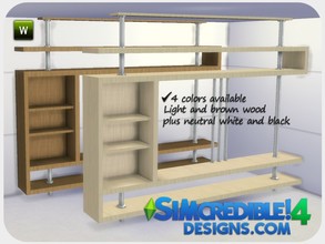 Sims 4 — Evening Falls Shelves by SIMcredible! — * 4 colors variations __________________ by SIMcredibledesigns.com