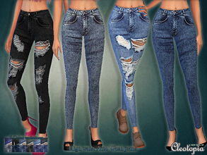 Sims 4 — Set30 - High Waist Acid Wash Jeans Set by Cleotopia — Celebrating my 30th set for The Sims 4 with this jeans