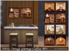 Sims 4 — Vintage paintings Coffee 01 by Severinka_ — Paintings 'Coffee time' in vintage style a fine frame 8 square