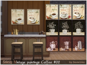 Sims 4 — Vintage paintings Coffee 02 by Severinka_ — Paintings 'Coffee time' in vintage style a fine frame 9 rectangular
