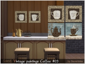 Sims 4 — Vintage paintings Coffee 03 by Severinka_ — Paintings 'Coffee time' in vintage style unframed 4 square paintings