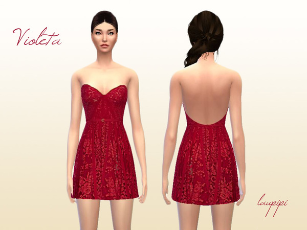Sims 4 — Violeta Dress by laupipi2 — Hey! New lace dress in four different colours Hope you like it :)