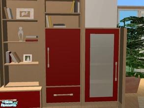 Sims 2 — Magali Living recolour-red  - Cabinet 2 by MysticVelvet — 