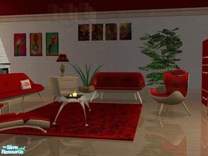 Sims 2 — Magali Living recolour-red  - Rug by MysticVelvet — Echo's 3x4 rug mesh needed.