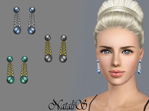 Sims 3 — NataliS_TS3 Perl and spike earrings FA-FE by Natalis — Perl and metal spike drop earrings. Perfectly jewelry for