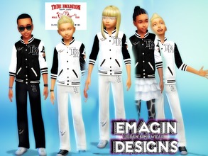 Sims 4 — 2 Boys & Girls True Religion Varsity Jackets by emagin3602 — Designed by Emagin Designs