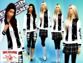 Sims 4 — Ladies  2 True Religion Varsity Jacket  by emagin3602 — Designed by Emagin Designs
