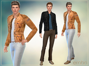 Sims 4 — Autumn Look For Him by ernhn — Autumn Look For Him Set Including: *Leather Jacket with Knitwear *Classic Skinny