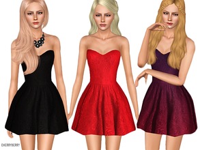 Sims 3 — Prom dress by CherryBerrySim — Skater dress with lace details for prom or other formal events. Comes in three