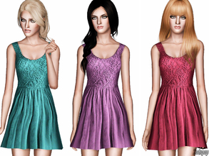 Sims 3 — Tulle and Lace Babydoll Dress by zodapop — This romantically feminine babydoll dress features a gathered, flowy