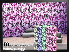 Sims 4 — Mariposa wallpaper by nicol6002 — Mariposa wallpaper in 4 colors with beautiful butterfly pattern. Suitable for