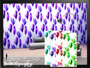 Sims 4 — Tulituli wallpaper by nicol6002 — Tulituli wallpaper in 4 different colors with tulip pattern. Suitable for any