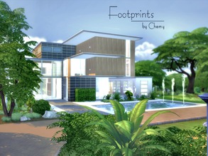 Sims 4 — Footprints by chemy — A large modern family home featuring vaulted ceilings, open concept and outdoor living.