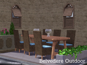 Sims 3 — Belvedere Outdoor by Angela — Belvedere Outdoor, a small set containing a wooden table that seats up to 8 sims