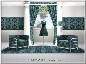 Sims 3 — FlowerTile_marcorse by marcorse — Tile pattern - floral tile with a Moorish feel,
