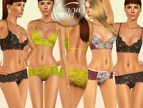 Sims 3 — Set 15 - Lace Lingerie by winnie017 — Lace bustier and lace boyshorts recolorable