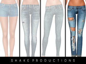 Sims 3 — SET ShakeProductions 14-2 by ShakeProductions — Ripped denim jeans - recolorable