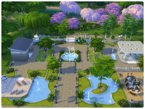 Sims 4 — Park Green Lawns by Aliona7772 — A beautiful park with lots of fountains, lawns and plants. It has playground,
