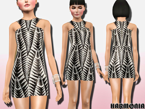 Sims 3 — TEEN ~ Sequin-Embellished Mini-Dress by Harmonia — This stretch jersey mini-dress is embroidered with silver