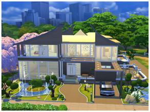 Sims 4 — Modern House Uniqlo by Aliona7772 — A japanese-looking modern house with great outdoors. First floor- hall,