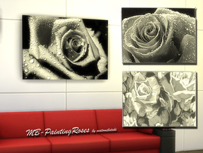 Sims 4 — MB-PainingRoses by matomibotaki — MB-PainingRoses, floral paintings with 3 different motives in grey scales,