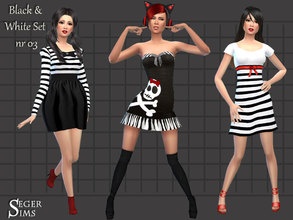 Sims 4 — Black & White Set 03 by SegerSims — * Dresses Only! * Black &amp; White outfits. Some outfits with some