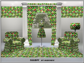 Sims 3 — Sharps_marcorse by marcorse — Geometric pattern: absract geometric design of circles and triangles, in red and