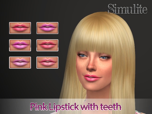 Sims 4 — Pink Lipstick with teeth by SimuliteSim — A lovely set of pink lipsticks with teeth. Female only Teen - Young