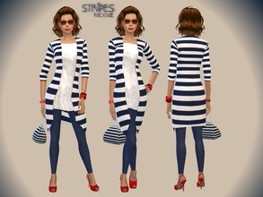 Sims 4 — Stripes by Paogae — White and blue ... and stripes, the classic nautical outfit for the Spring and Summer.