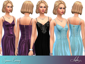 Sims 4 — Summer Evening Wear by Lulu265 — Long Dresses for that summer evening party , in black, blue and Wine 