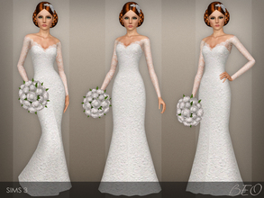 Sims 3 — Wedding dress 40 by BEO — Elegant mermaid silhouette, full lace wedding dress for you. 1 variant. Recolorable 3