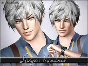 Sims 3 — Ludger Kresnik by Pralinesims — Ludger Will Kresnik from Tales of Xillia 2, with silver hair and green-blue