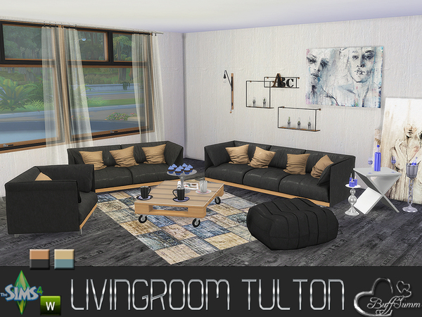 Sims 4 — Livingroom Tulton (Main Set) by BuffSumm — The Tulton Series goes adhead with the Livingroom. The main set