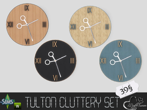 Sims 4 — Tulton Cluttery Wallclock by BuffSumm — Cluttery Set for the Tulton Series. The set contains 18 new decorative