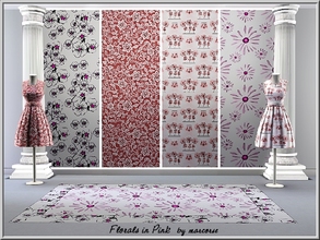 Sims 3 — Florals in Pink_marcorse. by marcorse — Five pretty floral Fabric patterns, in shades of pink.