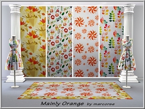 Sims 3 — Mainly Orange_marcorse by marcorse — Four patterns in tones of orange. are Fabrics - Spring Flowers 2/Turning