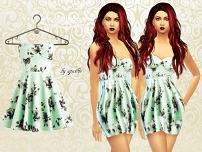 Sims 4 — Vintage Rose Dress by Apathie2 — ~ Dress available for females ~ No recolors ~ Only mint color with black roses