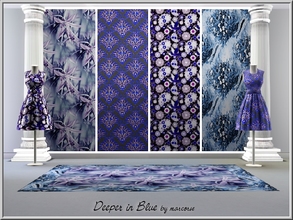 Sims 3 — Deeper in Blue_marcorse by marcorse — Four selected patterns in shades of blue. All are Fabrics, except Exploded