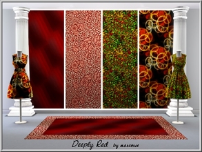 Sims 3 — Deeply Red_marcorse by marcorse — A selection of four patterns in deep red tones. Fiery Leaves/Terracotta