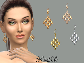 Sims 4 — NataliS_Beads cascade drop earrings FA-FE by Natalis — Beads cascade drop earrings. Metal teardrops cluster in a