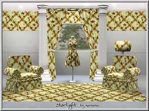 Sims 3 — Starlight_marcorse by marcorse — Geometric pattern: brown and yellow, star and circle shapes in a regular repeat