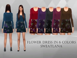 Sims 4 — Two Piece Flower Dress  by Sweatlana — This is my first recolor of JS Sims Two Piece Dress! It comes in 6