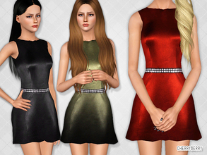Sims 3 — Attitude dress by CherryBerrySim — Satin textured fit and flare dress with studded belt that will make your