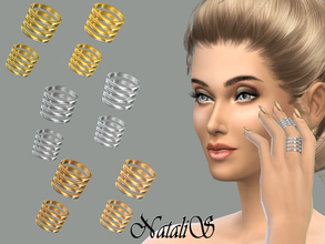 Sims 4 — NataliS_Middle finger stacks ring set FA-YA by Natalis — Set of 8 stackable shining metal rings on the middle