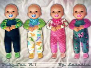 Sims 3 — Baby Set No 1 by Lutetia — This set contains a pair of cute footies and matching scarf/bib ~ Works for male and