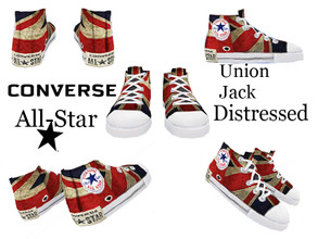 Sims 4 — Union Jack Distressed Converse All Star by Pinkzombiecupcakes — Authentic converse sneakers,modern and chic
