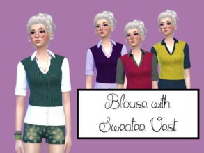 Sims 4 — Blouse with Sweater Vest by simmi98x — A simple blouse with a sweater vest. Available in 4 colours.